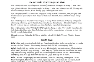 Quyết định 19/2011/QĐ-UBND chức năng nhiệm vụ Ban Thi đua Khen thưởng Quảng Bình