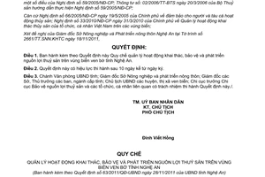 Quyết định 63/2011/QĐ-UBND Quy chế quản lý hoạt động khai thác, bảo vệ