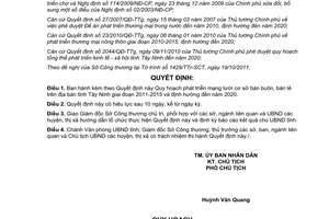 Quyết định 44/2011/QĐ-UBND quy hoạch mạng lưới bán buôn bán lẻ Tây Ninh