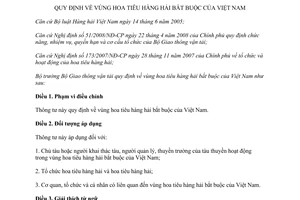 Thông tư 58/2011/TT-BGTVT vùng hoa tiêu hàng hải bắt buộc