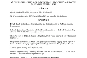 Nghị quyết 101/NQ-CP thành lập thị xã An Nhơn