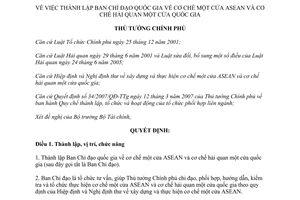 Quyết định 2120/QĐ-TTg thành lập Ban Chỉ đạo quốc gia cơ chế một cửa