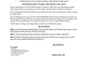 Quyết định 3914/QĐ-BVHTTDL công bố Quyết định thủ tục hành chính