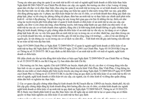 Chỉ thị 14/2011/CT-UBND triển khai Nghị định 72/2009/NĐ-CP