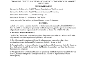 Decree No. 108/2011/ND-CP amending a number of articles of the Government's