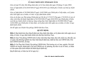 Quyết định số 1293/QĐ-UBND năm 2011 Quy định tiếp nhận phản ánh về quy định hành chính Kon Tum