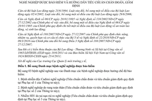 Thông tư 42/2011/TT-BYT bổ sung bệnh nhiễm độc cadimi nghề nghiệp