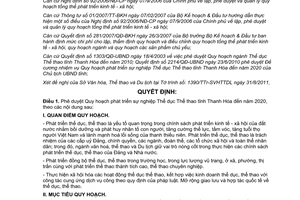 Quyết định 3916/QĐ-UBND Quy hoạch phát triển sự nghiệp thể dục thể thao Thanh Hóa 2020 2011