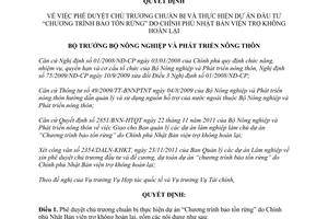 Quyết định 2913/QĐ-BNN-HTQT Chương trình bảo tồn rừng