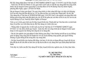 Công văn 110/BXD-KTQH chỉ tiêu mật độ xây dựng dự án Saigon Center