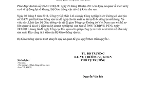 Công văn 7208/BGTVT-KHCN xử lý ô tô bị đóng lại số khung