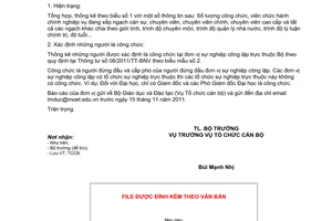 Công văn 7455B/GDĐT-TCCB rà soát, xác định những người là công chức