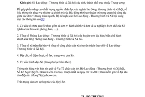 Công văn 3806/LĐTBXH-TCCB Cung cấp thông tin do Bộ Lao động