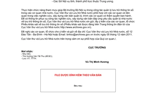 Công văn 951/VTLTNN-TTTH  khảo sát tình hình lưu trữ thông tin số