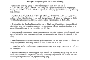 Công văn 5638/BNN-TC hướng dẫn thuế đề tài nghiên cứu khoa học