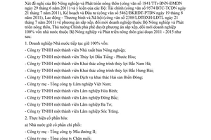 Công văn 2130/TTG-ĐMDN phê duyệt phương án sắp xếp đổi mới doanh nghiệp nhà nước