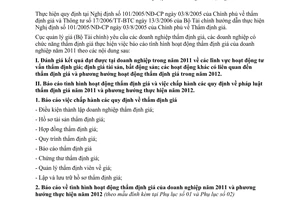 Công văn 277/CQLG-CSG&TĐG báo cáo hoạt động thẩm định giá năm 2011