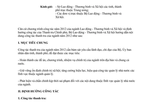 Công văn 4035/LĐTBXH-TTr hướng dẫn công tác thanh tra năm 2012