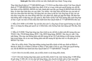 Công văn 4886/BHXH-CSXH tổng hợp tiêu thức báo cáo thực hiện chính sách BHXH