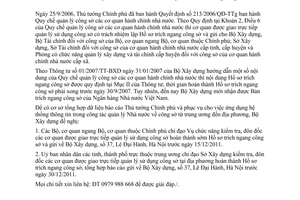 Công văn 1981/BXD-QLN gửi Hồ sơ trích ngang công sở cơ quan hành chính nhà nước