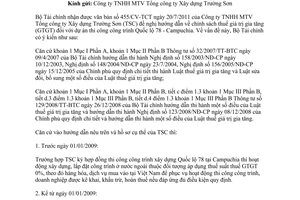 Công văn 15830/BTC-CST thuế giá trị gia tăng đối với dự án Quốc lộ 78-Campuchia