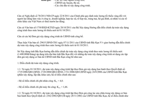 Công văn 623/SXD-KTTH điều chỉnh dự toán xây dựng công trình Bắc Kạn