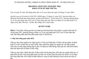 Nghị quyết 23/2011/NQ-HĐND phương hướng nhiệm vụ phát triển kinh tế xã hội 2012