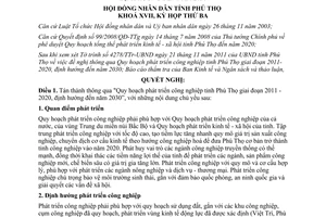 Nghị quyết 39/2011/NQ-HĐND Quy hoạch phát triển công nghiệp tỉnh Phú Thọ