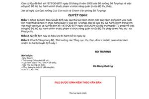 Quyết định 4425/QĐ-BTP công bố thủ tục hành chính mới