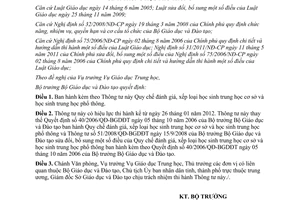 Thông tư 58/2011/TT-BGDĐT Quy chế đánh giá, xếp loại học sinh trung học cơ sở