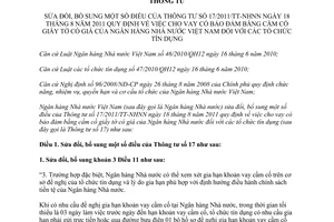 Thông tư 37/2011/TT-NHNN sửa đổi Thông tư 17/2011/TT-NHNN