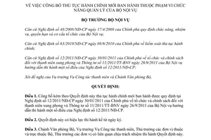 Quyết định 1957/QĐ-BNV công bố thủ tục hành chính mới