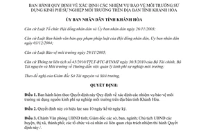 Quyết định 41/2011/QĐ-UBND xác định nhiệm vụ bảo vệ môi trường