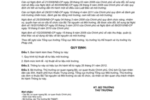 Thông tư 42/2011/TT-BTNMT quy trình kỹ thuật và Định mức kinh tế - kỹ thuật