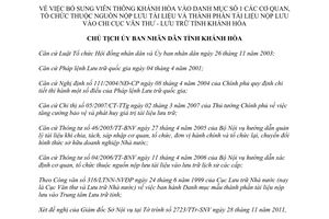 Quyết định 3358/QĐ-UBND 2011 bổ sung Viễn thông Khánh Hòa thuộc nguồn nộp lưu tài liệu Khánh Hòa