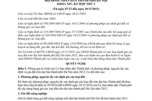 Nghị quyết 09/2011/NQ-HĐND giá đất trên địa bàn thành phố Hà Nội năm 2012