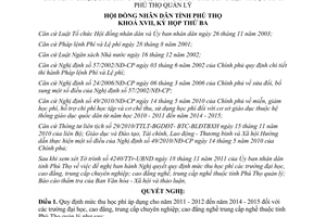 Nghị quyết 38/2011/NQ-HĐND mức thu phí đại học công đẳng trung cấp chuyên nghiệp Phú Thọ