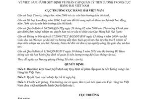 Quyết định 962/QĐ-CHHVN  Quy định phân cấp quản lý tiền lương