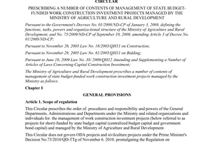 Circular No. 84/2011/TT-BNNPTNT prescribing a number of contents of management