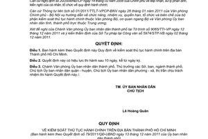 Quyết định 79/2011/QĐ-UBND Quy định kiểm soát thủ tục hành chính trên địa bàn