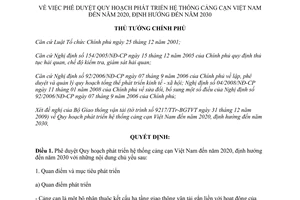 Quyết định 2223/QĐ-TTg phê duyệt Quy hoạch phát triển hệ thống cảng cạn