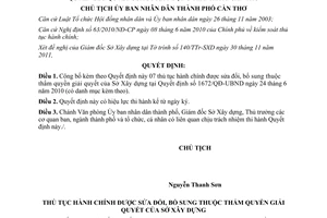 Quyết định 3139/QĐ-UBND năm 2011 công bố thủ tục hành chính Cần Thơ