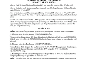 Nghị quyết số 27/2011/NQ-HĐND bổ sung quyết toán ngân sách địa phương Thái Bình