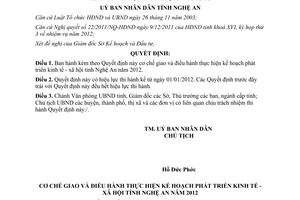 Quyết định 66/2011/QĐ-UBND kế hoạch phát triển kinh tế xã hội tỉnh Nghệ An