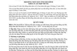 Nghị quyết 35/2011/NQ-HĐND đổi mới nâng cao chất lượng hiệu quả hoạt động