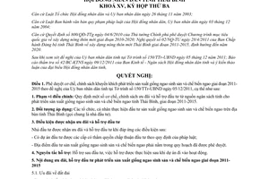 Nghị quyết 24/2011/NQ-HĐND Khuyến khích phát triển sản xuất ngao Thái Bình