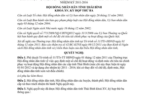 Nghị quyết 36/2011/NQ-HĐND chi tiêu phục vụ hoạt động hội đồng nhân dân các cấp