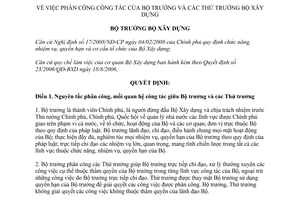 Quyết định 1050/QĐ-BXD năm 2011 phân công công tác của Bộ trưởng và Thứ trưởng