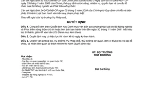 Quyết định 3090/QĐ-BNN-PC công bố Danh mục văn bản quy phạm pháp luật