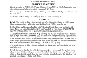 Quyết định 1052/QĐ-BXD công bố thủ tục hành chính mới